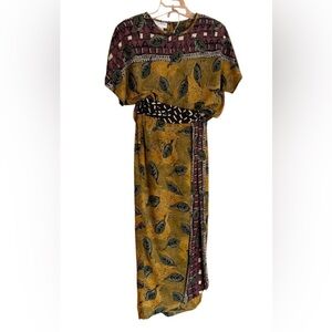 SKIRT SET Vintage Casual Corner Slit Skirt/Cap Sleeve Pencil Skirt MIDI